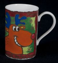 Dunoon Golden Christmas Jane Brookshaw Rudolph Tree Coffee Mug